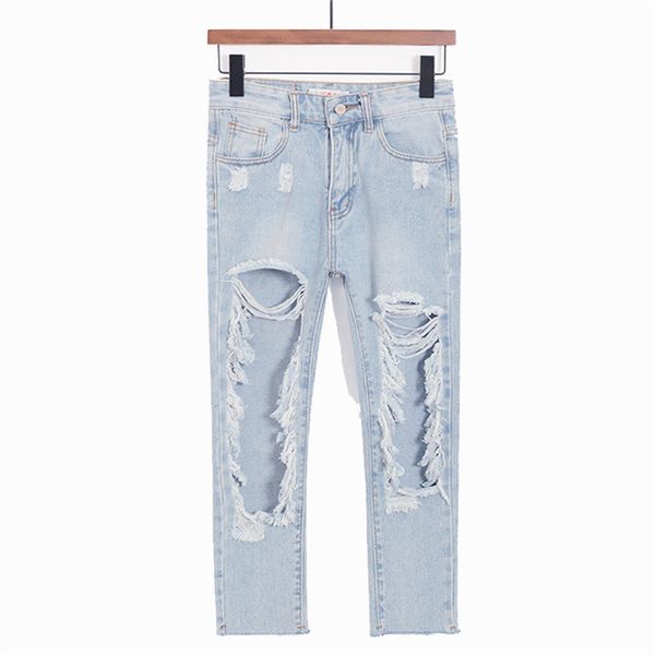 

moruancle fashion women's destroyed boyfriend jeans pants baggy ripped denim trousers vintage distressed jeans with big holes, Blue