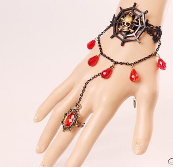 new european and american vintage black lace bracelet skull spider web bracelet band ring halloween accessories classic chic elegance, Golden;silver
new european and american vintage black lace bracelet skull spider web bracelet band ring halloween accessories classic chic elegance, Golden;silver