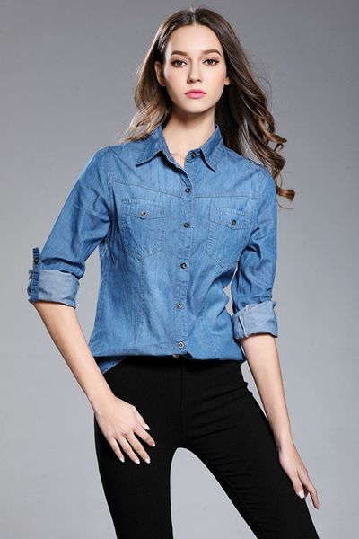 2018autumn new lady's long sleeve casual denim shirt blouse fashion women's cowboy shirt blouse sell denim coat -xl hl142636, White
2018autumn new lady's long sleeve casual denim shirt blouse fashion women's cowboy shirt blouse sell denim coat -xl hl142636, White