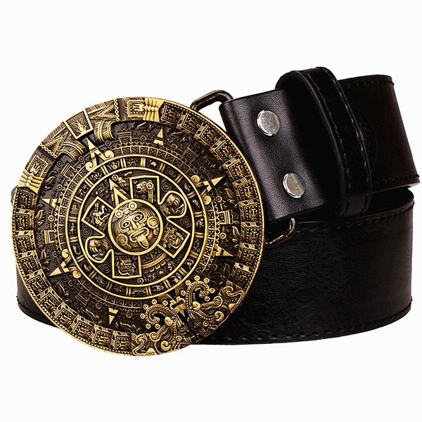 personality aztec gold belt metal buckle round solar calendar men's leather belts punk rock belt women jeans hip hop girdle, Black;brown
personality aztec gold belt metal buckle round solar calendar men's leather belts punk rock belt women jeans hip hop girdle, Black;brown