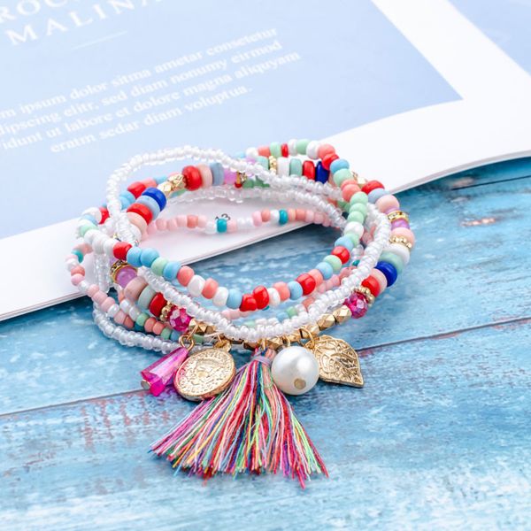 6 pcs/set bohemia blue acrylic bead women bracelet femme adjustable simulated pearl coin tassel charm bracelets for women girl, Black
6 pcs/set bohemia blue acrylic bead women bracelet femme adjustable simulated pearl coin tassel charm bracelets for women girl, Black