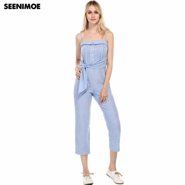 2018 new spaghetti strap women summer striped causal button long jumpsuits romper fitness party jumpsuit female body suit, Black;white
2018 new spaghetti strap women summer striped causal button long jumpsuits romper fitness party jumpsuit female body suit, Black;white