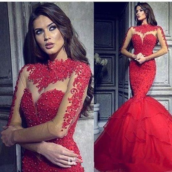 illusion long sleeves red evening dresses 2018 arabic mermaid high neck with appliqued beaded long ruched prom party celebrity gowns, Black
illusion long sleeves red evening dresses 2018 arabic mermaid high neck with appliqued beaded long ruched prom party celebrity gowns, Black