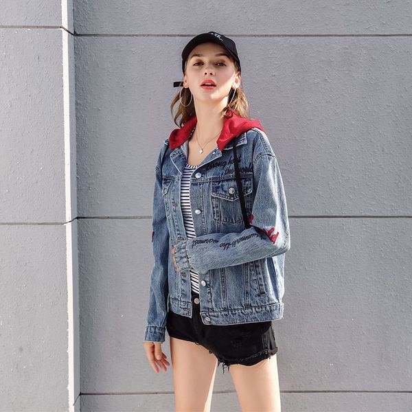 2018 autumn winter fashion hooded denim jacket windbreaker embroidery jeans jackets women's clothing coats female, Black;brown
2018 autumn winter fashion hooded denim jacket windbreaker embroidery jeans jackets women's clothing coats female, Black;brown