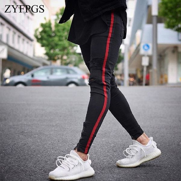 zyfpgs men's solid slim fit jeans washed feet shinny denim pants elastic waist joggers knee zipper small foot hole clothing 720, Blue
zyfpgs men's solid slim fit jeans washed feet shinny denim pants elastic waist joggers knee zipper small foot hole clothing 720, Blue