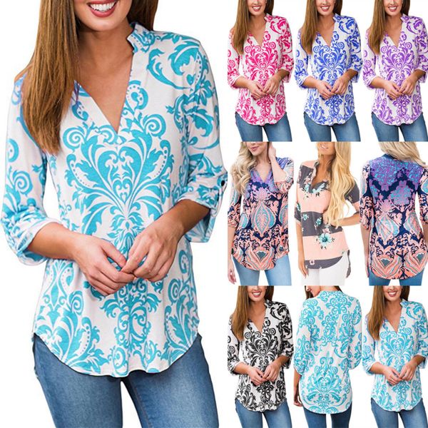 european and american fashion printed long sleeved collar t-shirt women's blouse, White
european and american fashion printed long sleeved collar t-shirt women's blouse, White