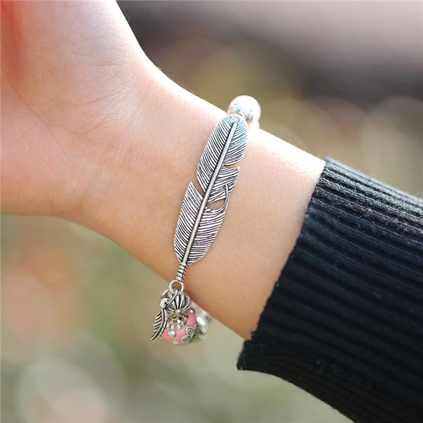 natural stones silver feather charm bracelets with clay ball men bracelets women wrap jewelry accessories, Golden;silver
natural stones silver feather charm bracelets with clay ball men bracelets women wrap jewelry accessories, Golden;silver