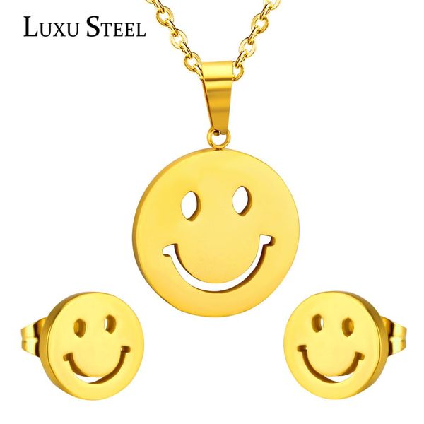 fashion emotion smile chain pendant necklace earring set stainless steel gold color women smiling party jewelry gift, Silver
fashion emotion smile chain pendant necklace earring set stainless steel gold color women smiling party jewelry gift, Silver