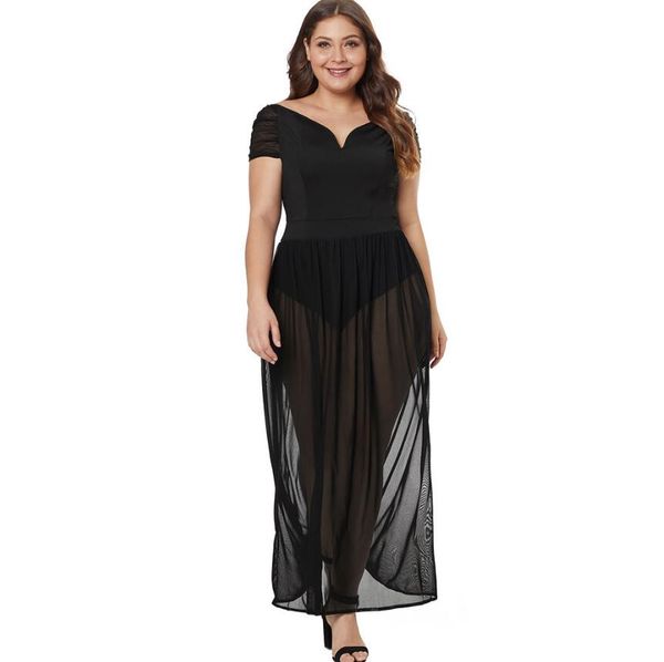 fashion women's clothes mesh splicing strapless short sleeve high waist buckle tighten code size dress fat women dresses, Black;gray
fashion women's clothes mesh splicing strapless short sleeve high waist buckle tighten code size dress fat women dresses, Black;gray