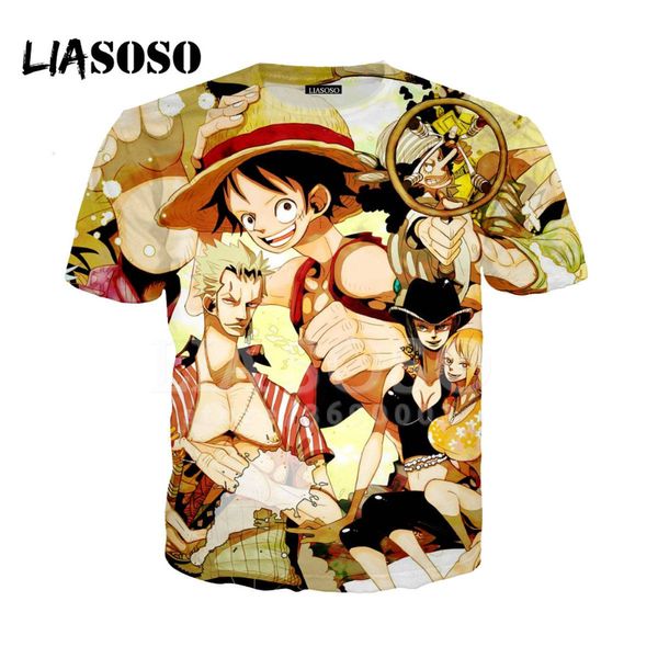

liasoso 3d new print woman men anime one piece luffy nico robin nami chopper tshirt t-shirt pullover cool short sleeve x0928, White;black