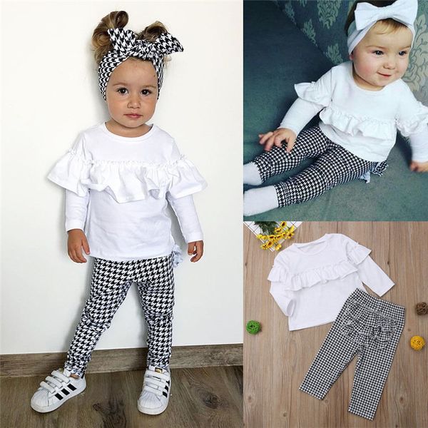 fashion kids baby girls sets autumn clothes solid long sleeve ruffles pullover shirts plaids pencil pants 2pcs outfits 1-5y, White
fashion kids baby girls sets autumn clothes solid long sleeve ruffles pullover shirts plaids pencil pants 2pcs outfits 1-5y, White