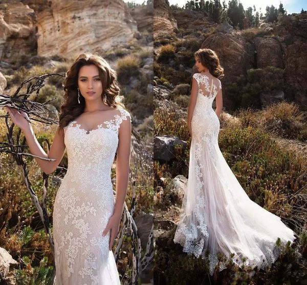 arabic lace mermaid wedding dresses 2018 applique sheer neck cap sleeves sweep train wedding brial gowns, White
arabic lace mermaid wedding dresses 2018 applique sheer neck cap sleeves sweep train wedding brial gowns, White
