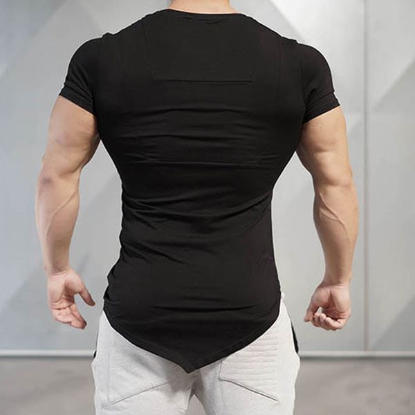 men t-shirt irregular polyester short sleeve hedging slim fit blouse, White;black
men t-shirt irregular polyester short sleeve hedging slim fit blouse, White;black