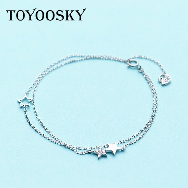lovely 925 sterling silver shiny star two layer chain link bracelets bangles for women fashion valentine's day gift, Black
lovely 925 sterling silver shiny star two layer chain link bracelets bangles for women fashion valentine's day gift, Black