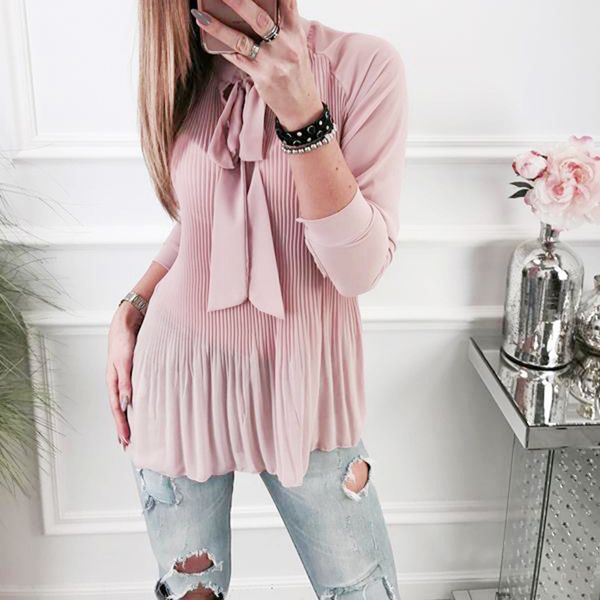 chiffon women blouse sweet pink tie bow loose casual loose shirts tee blusas pleating 2018 work style ws5955u, White
chiffon women blouse sweet pink tie bow loose casual loose shirts tee blusas pleating 2018 work style ws5955u, White