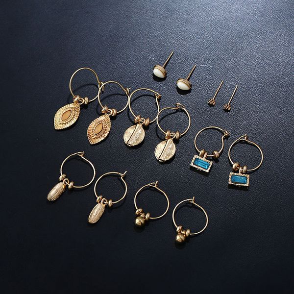 7 pairs/set square oval pendant vintage hoop earrings women jewelry, Golden;silver
7 pairs/set square oval pendant vintage hoop earrings women jewelry, Golden;silver