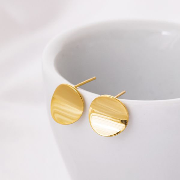 925 sterling silver earrings gold color stud earrings for women curved round geometric korean fine jewelry, Golden;silver
925 sterling silver earrings gold color stud earrings for women curved round geometric korean fine jewelry, Golden;silver