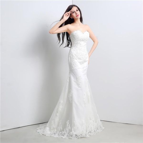 elegant gowns sweetheart with appliques mermaid tulle long wedding party bride dresses for women wedding dresses dh4203, White
elegant gowns sweetheart with appliques mermaid tulle long wedding party bride dresses for women wedding dresses dh4203, White