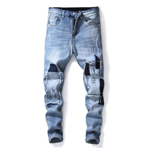 moruancle new fashion mens ripped patchwork jeans pants skinny stratch distressed denim trousers with patches washed blue holes
moruancle new fashion mens ripped patchwork jeans pants skinny stratch distressed denim trousers with patches washed blue holes