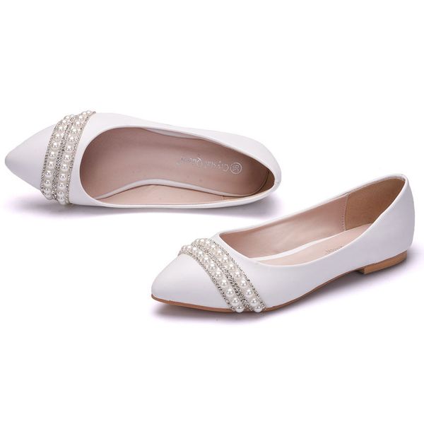 new fashion suitable women flats white pearls pointed toe beading flat crystal wedding shoes plus size, Black
new fashion suitable women flats white pearls pointed toe beading flat crystal wedding shoes plus size, Black