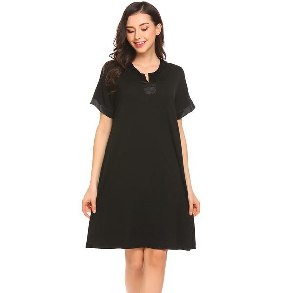 women sleepwear night dress casual v neck short sleeve patchwork loose sleepshirt sleepdress nightgown homewear clothes, Black;red
women sleepwear night dress casual v neck short sleeve patchwork loose sleepshirt sleepdress nightgown homewear clothes, Black;red