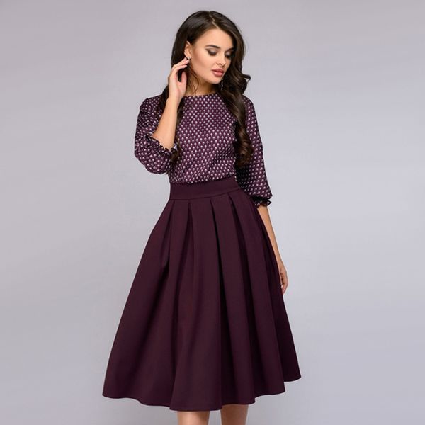 elegant women autumn dress fashion three quarter sleeve printed knee length dreaped dress female party o neck vestidos 6q2224, White;black
elegant women autumn dress fashion three quarter sleeve printed knee length dreaped dress female party o neck vestidos 6q2224, White;black