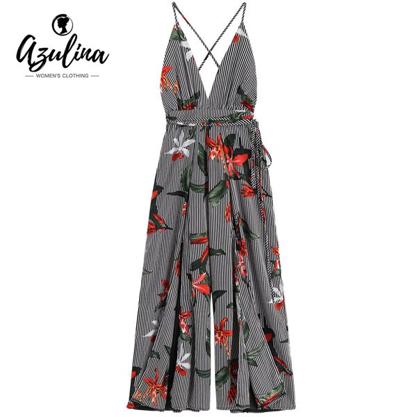 women's jumpsuits & rompers azulina criss cross striped floral women jumpsuit 2021 summer criss-cross straps wide-leg long casual girls, Black;white
women's jumpsuits & rompers azulina criss cross striped floral women jumpsuit 2021 summer criss-cross straps wide-leg long casual girls, Black;white