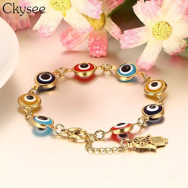 ckysee 2018 new multicolor 8mm glass beads evil eye bracelet for women luxury stainless steel hamsa hand charm bracelets, Golden;silver
ckysee 2018 new multicolor 8mm glass beads evil eye bracelet for women luxury stainless steel hamsa hand charm bracelets, Golden;silver