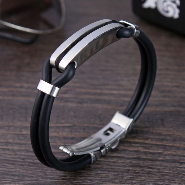 new sports cuff jewelry bracelets michael wrap silicone stainless steel bracelet bangle male men jewelry 190mm 316l, Black
new sports cuff jewelry bracelets michael wrap silicone stainless steel bracelet bangle male men jewelry 190mm 316l, Black