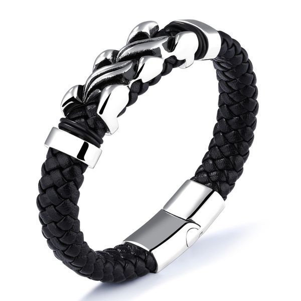 punk black braid leather bracelet stainless steel bracelet bangle for men jewelry fashion wristband
punk black braid leather bracelet stainless steel bracelet bangle for men jewelry fashion wristband