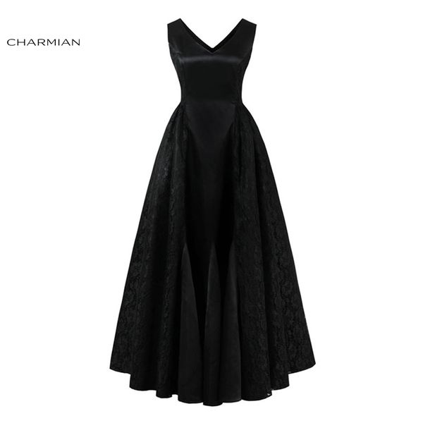 charmian women's summer plus size elegant dress black lace high waist wedding evening party pleated long dress vestidos, White;black
charmian women's summer plus size elegant dress black lace high waist wedding evening party pleated long dress vestidos, White;black