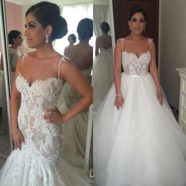Sexy Wedding Dresses With Spaghetti Straps Princess Mermaid Wedding Dress Tulle And Lace Detachable Train Bridal Gowns
Sexy Wedding Dresses With Spaghetti Straps Princess Mermaid Wedding Dress Tulle And Lace Detachable Train Bridal Gowns