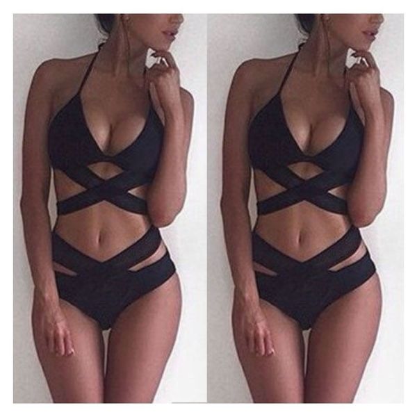 women's bandage swimwear cut-out halter bathing suits two-piece push up tankini swimsuit, White;black
women's bandage swimwear cut-out halter bathing suits two-piece push up tankini swimsuit, White;black