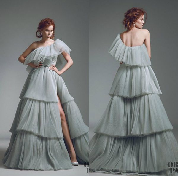 one shoulder prom dresses a line tiered skirts side split sweep train girls quinceanera dress custom made formal party gowns, Black
one shoulder prom dresses a line tiered skirts side split sweep train girls quinceanera dress custom made formal party gowns, Black