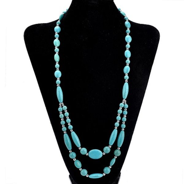 fashion unique white blue turquoise necklace women handmade stone beaded chain necklaces long statement choker jeweley gifts, Silver
fashion unique white blue turquoise necklace women handmade stone beaded chain necklaces long statement choker jeweley gifts, Silver