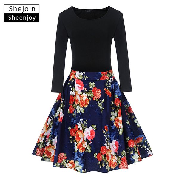 shejoinsheenjoy autumn floral print dress women long sleeve hepburn 50s 60s vintage dress patchwork big swing rockabilly dresses, White;black
shejoinsheenjoy autumn floral print dress women long sleeve hepburn 50s 60s vintage dress patchwork big swing rockabilly dresses, White;black