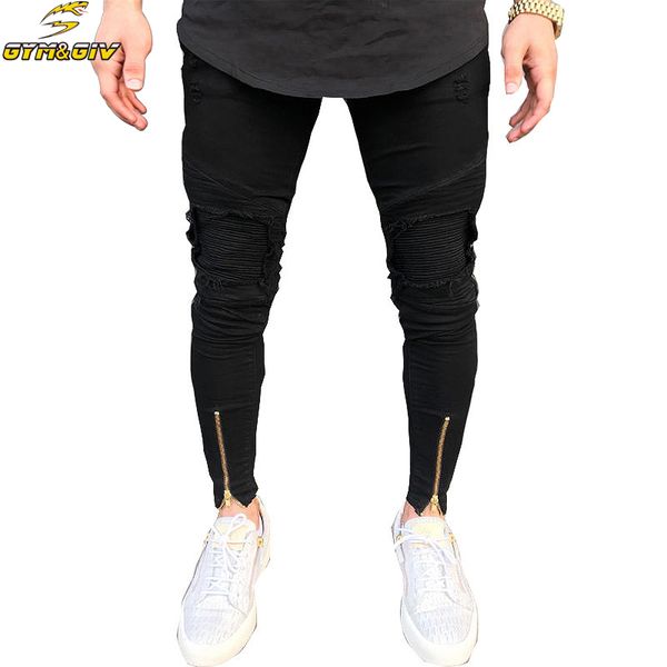 2018 new biker jeans mens joggers pants stretch ripped black denim destroyed bottom zipper jeans homme pants plus size, Blue
2018 new biker jeans mens joggers pants stretch ripped black denim destroyed bottom zipper jeans homme pants plus size, Blue