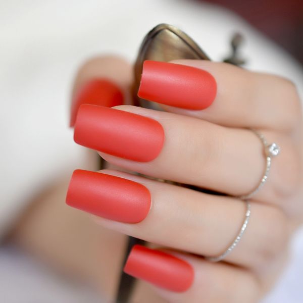 matte red false nails long flat shape frosted full cover false fake nails diy nail art tips decoration design finish manicure, Red;gold
matte red false nails long flat shape frosted full cover false fake nails diy nail art tips decoration design finish manicure, Red;gold
