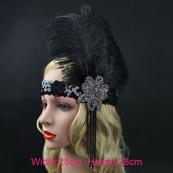 1pcs halloween vintage feather beads sequins embellished flapper headband with diamond leaf ornament
1pcs halloween vintage feather beads sequins embellished flapper headband with diamond leaf ornament