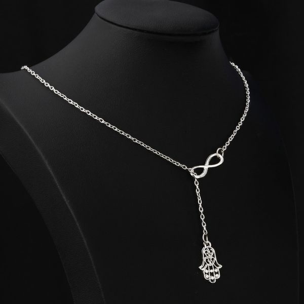 hesiod popular fashion silver chain unlimited number 8 hand palm pendant necklace for women lady accessory 
hesiod popular fashion silver chain unlimited number 8 hand palm pendant necklace for women lady accessory