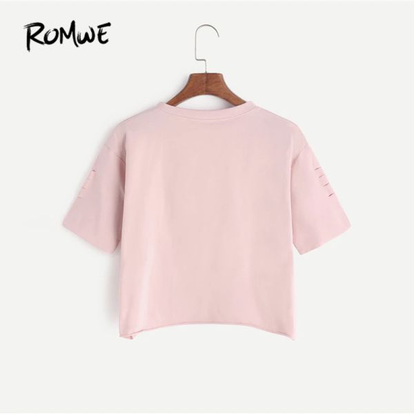 print pink gesture print ripped crop t-shirt spring round neck short sleeve rock tee women cut out casual female, White
print pink gesture print ripped crop t-shirt spring round neck short sleeve rock tee women cut out casual female, White