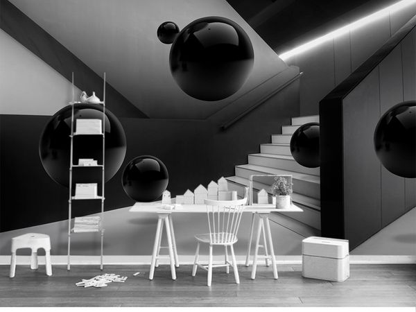 custom retail 3d stereo ball black and white corridor building space tv background wall stereo black ball floating in time corridor mural
custom retail 3d stereo ball black and white corridor building space tv background wall stereo black ball floating in time corridor mural