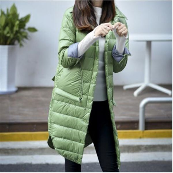 autumn winter women's light down parkas long jacket women slim solid color turn-down collar long sleeve button coat, Black
autumn winter women's light down parkas long jacket women slim solid color turn-down collar long sleeve button coat, Black