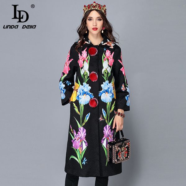 ld linda della 2018 new autumn winter coats female women's flower floral jacquard vintage warm long coat outerwear overcoat, Black
ld linda della 2018 new autumn winter coats female women's flower floral jacquard vintage warm long coat outerwear overcoat, Black