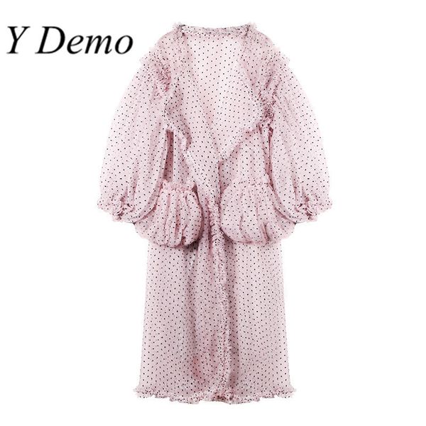 y demo mesh coat for women summer korean v neck lantern sleeve wave point thin long coat dress, Black;brown
y demo mesh coat for women summer korean v neck lantern sleeve wave point thin long coat dress, Black;brown