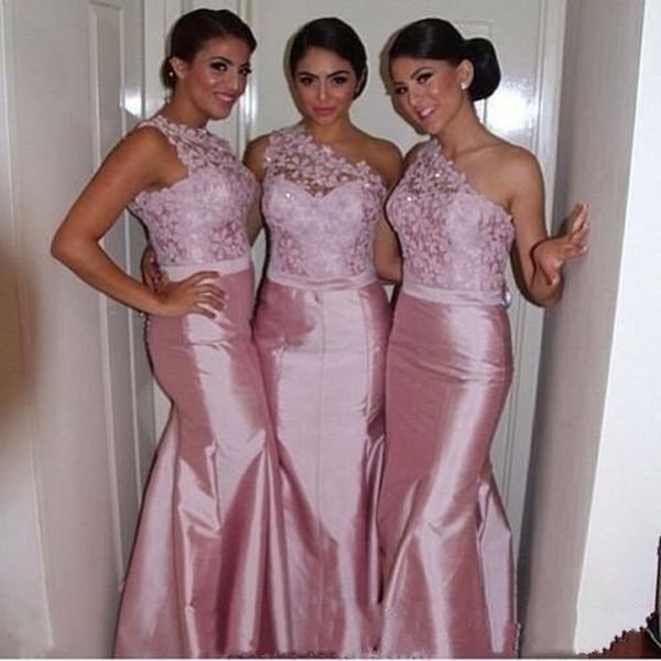 2018 pink one-shoulder mermaid bridesmaid dresses sweep train lace appliques plus size custom made wedding guest vestidos de festa, White;pink
2018 pink one-shoulder mermaid bridesmaid dresses sweep train lace appliques plus size custom made wedding guest vestidos de festa, White;pink