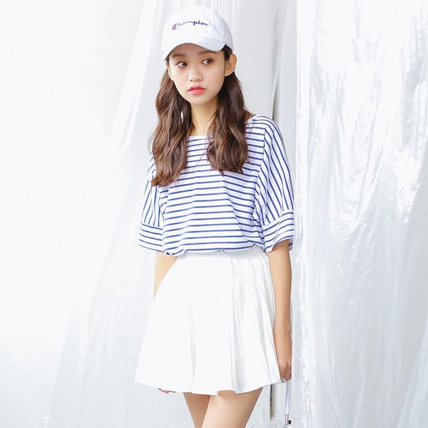 2018 women's kawaii summer 100% cotton loose stripe o-neck punk t-shirt female harajuku cute tees and for women, White
2018 women's kawaii summer 100% cotton loose stripe o-neck punk t-shirt female harajuku cute tees and for women, White