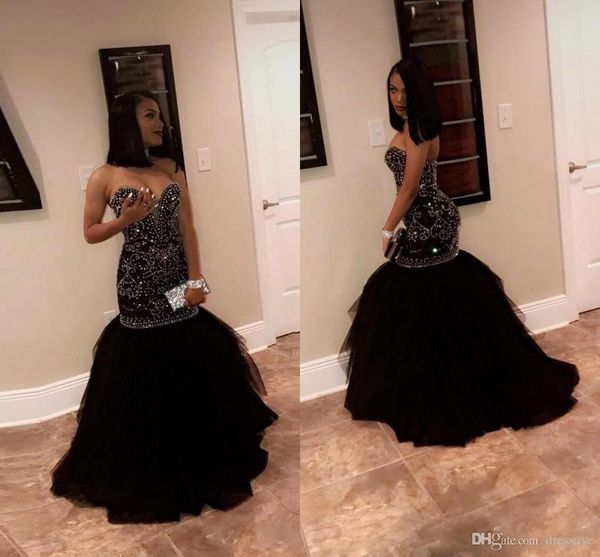 2018 new black mermaid prom dresses long sweetheart beading crystals tiered tulle sweep train evening gowns formal dress vestidos de fiesta, Black;red
2018 new black mermaid prom dresses long sweetheart beading crystals tiered tulle sweep train evening gowns formal dress vestidos de fiesta, Black;red