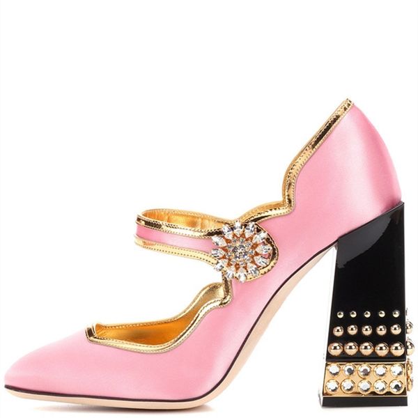 2018 new brand design lolita style pink satin mary jane shoes thick chunky jewelry heel rhinestone buckle women wedding party pumps, Black
2018 new brand design lolita style pink satin mary jane shoes thick chunky jewelry heel rhinestone buckle women wedding party pumps, Black