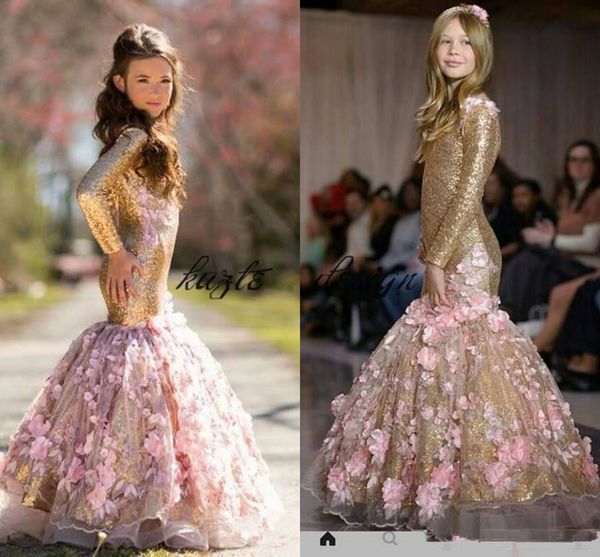 gold sequined flower girls dresses for wedding long sleeves mermaid toddler pageant dress floor length 3d appliques first communion gowns, White;blue
gold sequined flower girls dresses for wedding long sleeves mermaid toddler pageant dress floor length 3d appliques first communion gowns, White;blue
